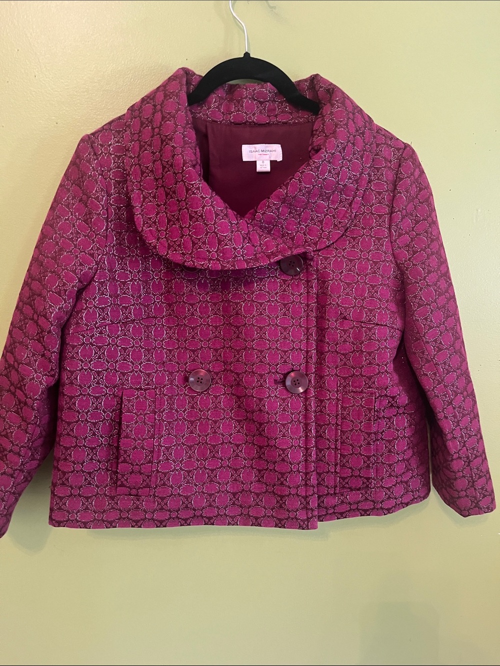NWOT Isaac Mizrahi Maroon Double Breasted Swing Jacket